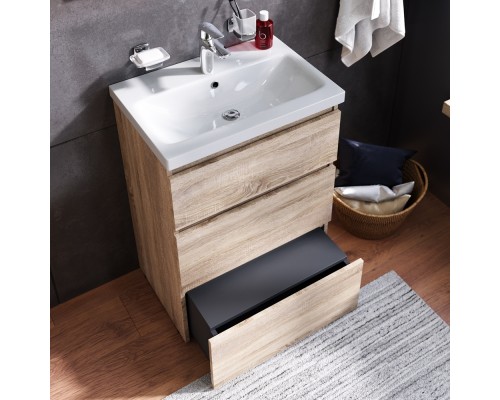 Комплект мебели для ванной AM.PM Gem S 60 BK91GC Светлый дуб со смесителем для раковины и аксессуарами