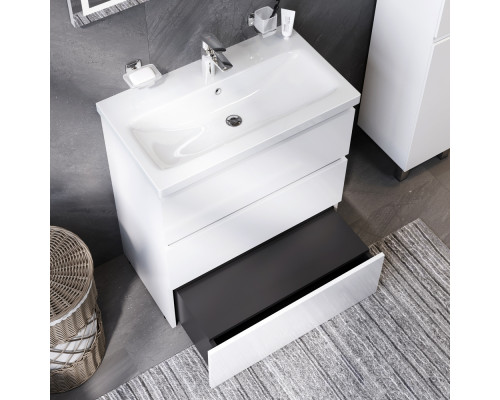 Комплект мебели для ванной AM.PM Gem S 75 BK91GF Белый со смесителем для раковины и аксессуарами