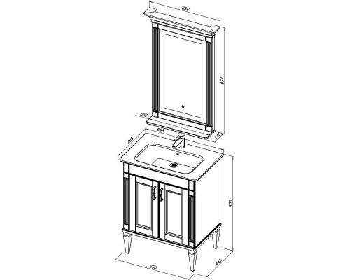 Комплект мебели для ванной Aquanet Селена 70 273433 Белый Серебро