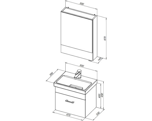Комплект мебели для ванной Aquanet Верона 50 254065 подвесной Белый
