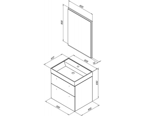 Комплект мебели для ванной Aquanet Nova 60 246279 подвесной Белый глянец