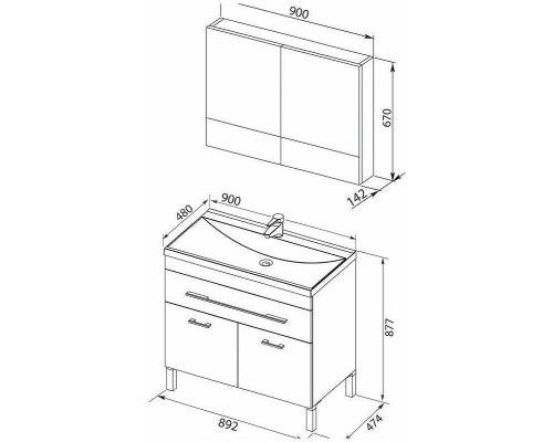 Комплект мебели для ванной Aquanet Верона 90 287661 Белый