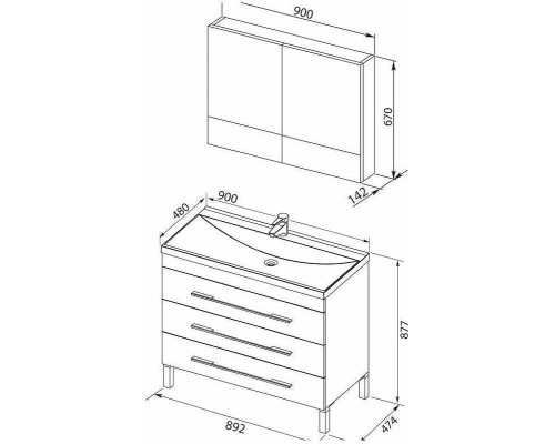Комплект мебели для ванной Aquanet Верона 90 287660 Белый