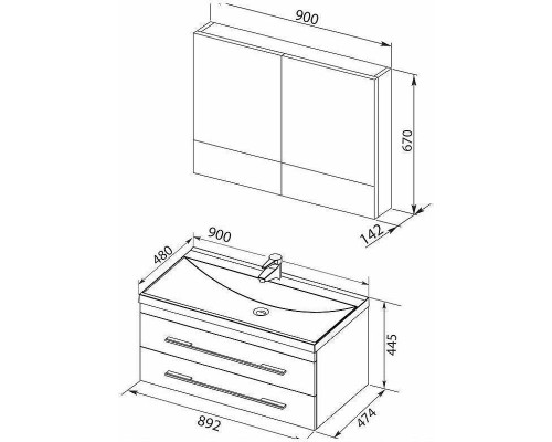 Комплект мебели для ванной Aquanet Верона 90 287653 подвесной Белый