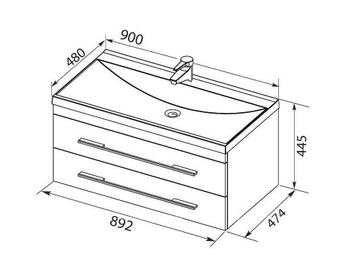 Комплект мебели для ванной Aquanet Верона 90 287640 подвесной Черный матовый