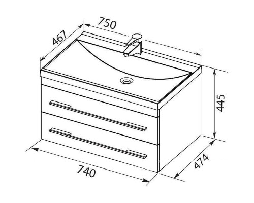 Комплект мебели для ванной Aquanet Верона 75 287638 подвесной Черный матовый