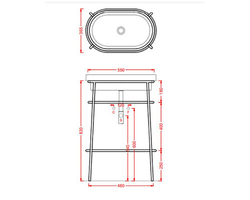 Консоль под раковину Artceram Fuori 60 ACA055 17 Черная матовая