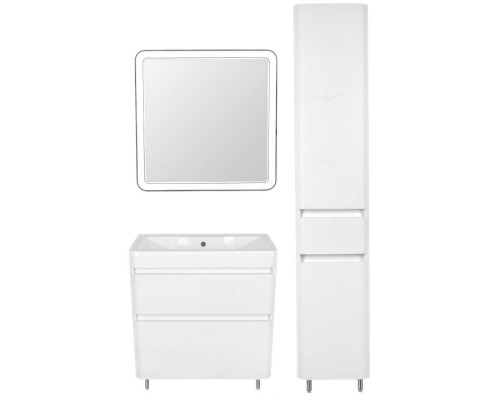 Шкаф пенал Style Line Атлантика Люкс Plus 35 ЛС-00000694 с бельевой корзиной Белый