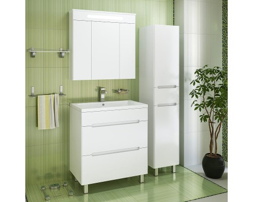 Шкаф пенал Runo Парма 35 R УТ000002867 с бельевой корзиной Белый