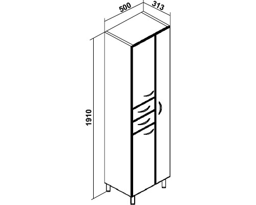 Шкаф пенал Runo Эконом 50 R 00000000136 с бельевой корзиной Белый