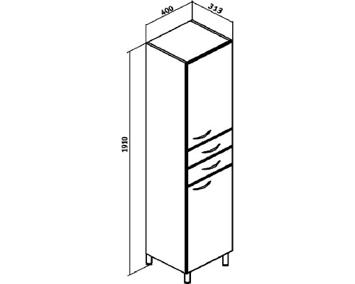 Шкаф пенал Runo Эконом 40 R 00000000134 с бельевой корзиной Белый