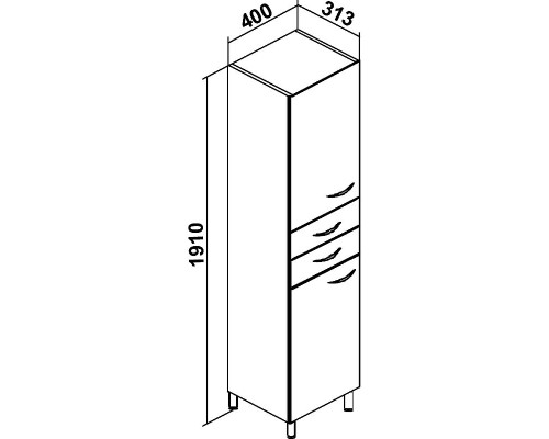 Шкаф пенал Runo Эконом 40 L 00000000131 Белый