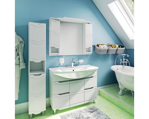 Шкаф пенал Runo Стиль 30 R 00000001122 с бельевой корзиной Белый