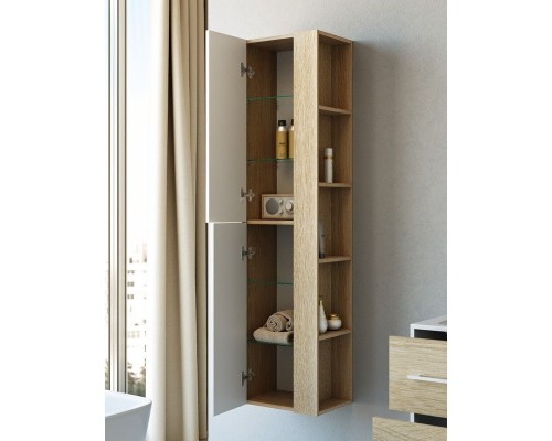 Шкаф пенал Aqwella 5 Stars Майами 40 Mai.05.04 подвесной Дуб сонома Белый