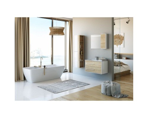 Шкаф пенал Aqwella 5 Stars Майами 40 Mai.05.04 подвесной Дуб сонома Белый