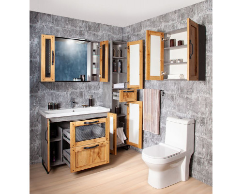 Шкаф пенал Бриклаер Лофт 35 4627125413360 с бельевой корзиной Метрополитен грей