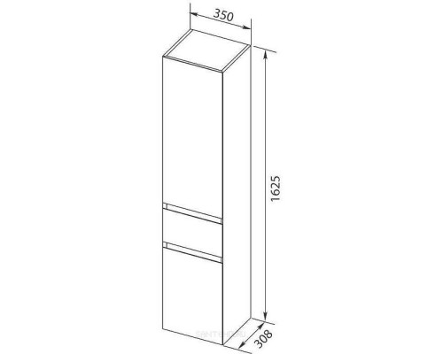 Шкаф пенал Aquanet Нью-Йорк 35 R 203956 подвесной Орех