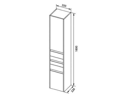 Шкаф пенал Aquanet Палермо 35 L 237410 подвесной Белый глянец