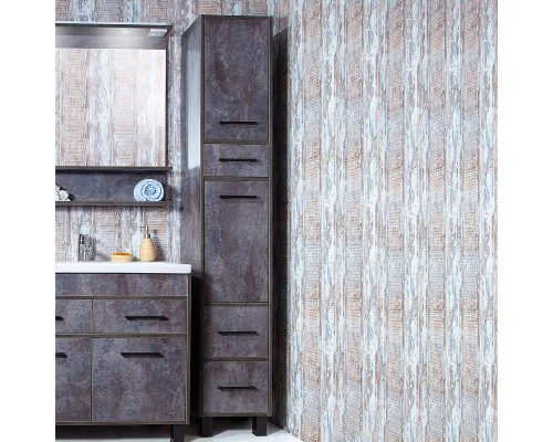 Шкаф пенал Бриклаер Чили 35 4627125415197 с бельевой корзиной Цемент