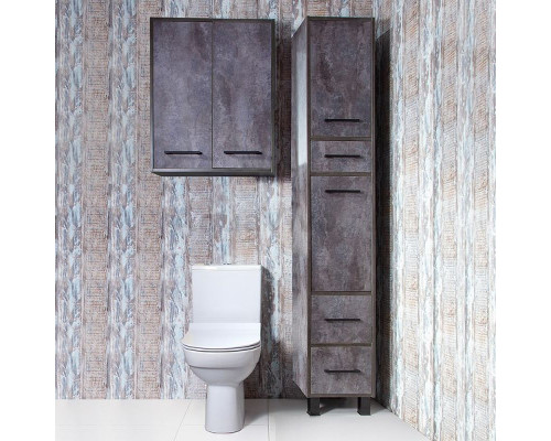 Шкаф пенал Бриклаер Чили 35 4627125415197 с бельевой корзиной Цемент