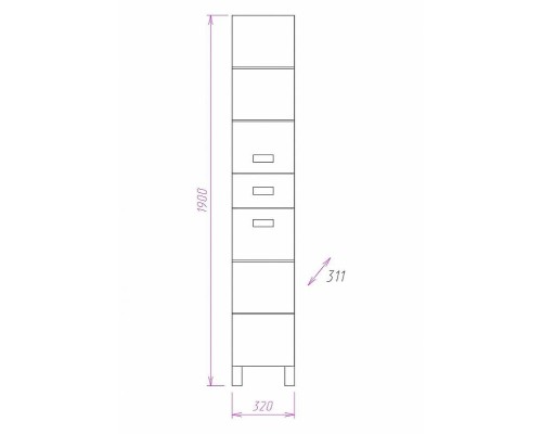 Шкаф пенал Onika Балтика 32.11 403214 Белый
