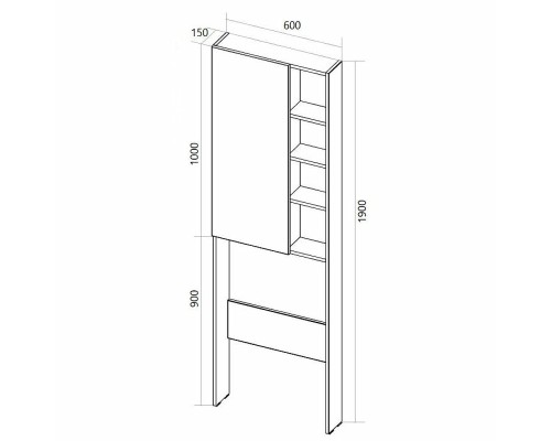 Шкаф пенал 1MarKa Gaula 60Н У92548 над унитазом Графит матовый