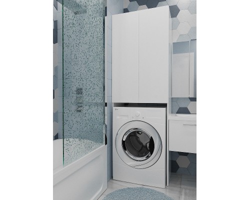 Шкаф пенал 1MarKa Wall 67 У79528 над стиральной машиной Белый глянцевый
