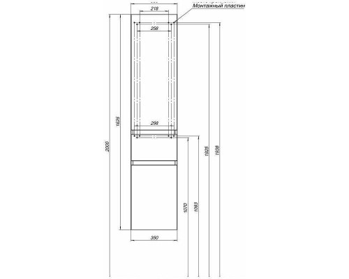 Шкаф пенал Aquanet Йорк 35 R 202095 подвесной Белый