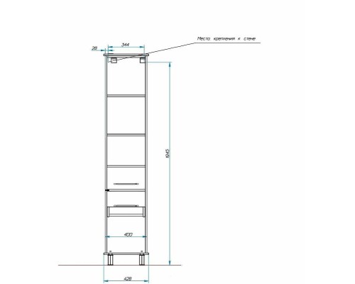 Шкаф пенал Эстет Bali Classic 42 R ФР-00002158 Белый
