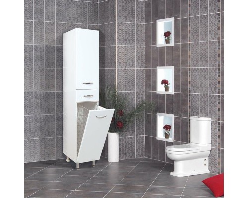 Шкаф пенал Onika Модерн 40.17 R 404010 с бельевой корзиной Белый