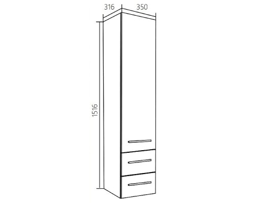 Шкаф пенал 1MarKa Соната 35 R У23256 подвесной Белый глянцевый