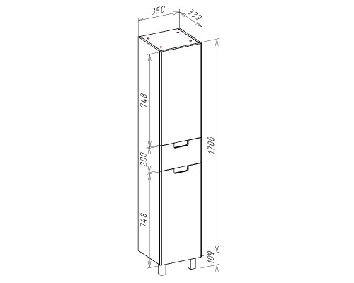 Шкаф пенал Bellezza Пегас 35 L 4620404712017 Белый