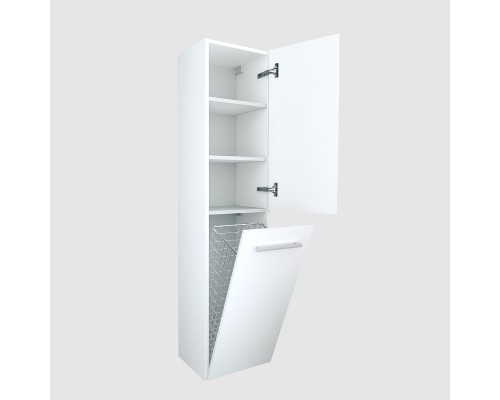 Шкаф пенал 1MarKa Соната 35 L У78472 подвесной с бельевой корзиной Белый глянцевый