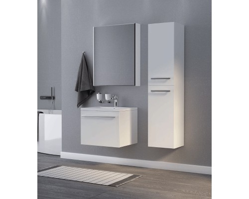 Шкаф пенал 1MarKa Соната 35 L У78472 подвесной с бельевой корзиной Белый глянцевый