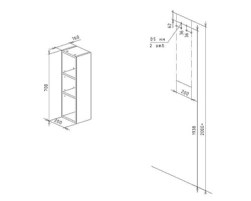 Подвесной шкаф Бриклаер Кристалл 20 4627125416033 Дуб Бунратти