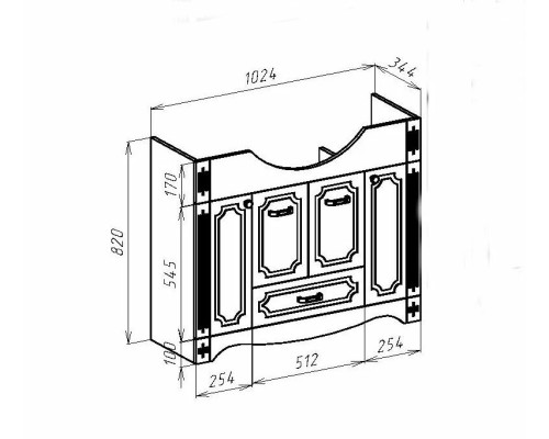 Тумба под раковину Bellezza Кантри 105 4639918000015 Белая