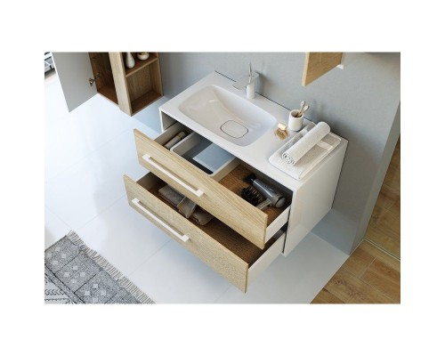 Тумба под раковину Aqwella 5 Stars Майами 90 Mai.01.09/L Дуб сонома Белая