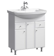 Тумба под раковину Aqwella Барселона 75 BA0107K с бельевой корзиной Белая