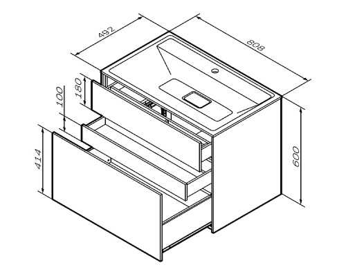 Тумба под раковину AM.PM Inspire V2.0 80 M50AFHX0803GM подвесная Графит