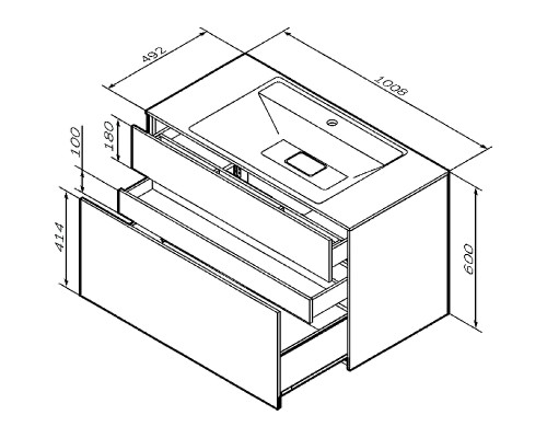 Тумба под раковину AM.PM Inspire V2.0 100 M50AFHX1003GM подвесная Графит матовая
