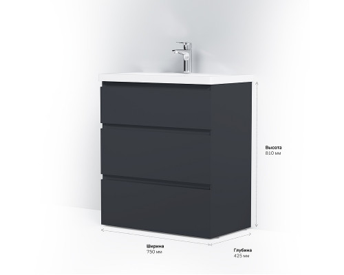 Тумба под раковину AM.PM Gem S 75 M91FSX0752GM Графит матовый