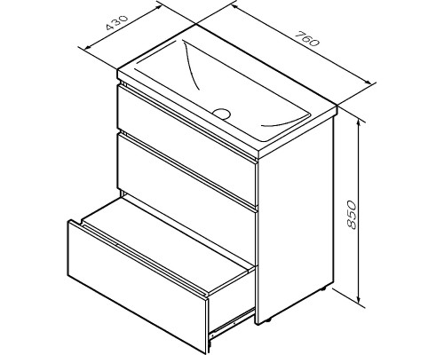 Тумба под раковину AM.PM Gem S 75 M91FSX0752GM Графит матовый