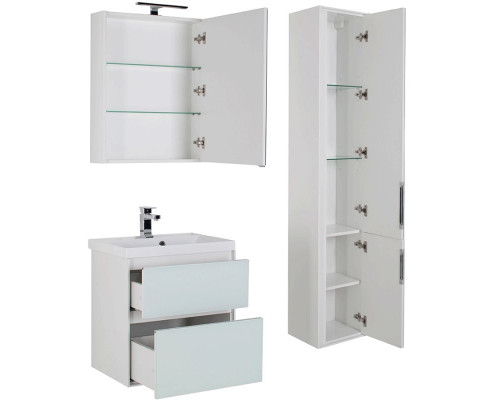 Тумба под раковину Aquanet Гласс 60 196961 подвесная Белая