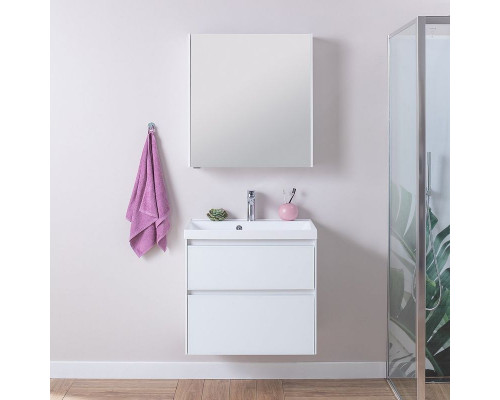 Тумба под раковину Aquanet Гласс 60 196961 подвесная Белая