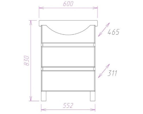 Тумба под раковину Onika Элита 60.13 106122 Штрокс коричневый Белый