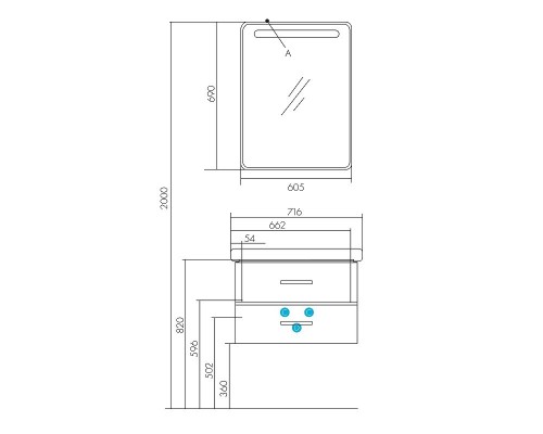 Тумба под раковину Aquaton Америна 67 1A137601AM010 подвесная Белая глянцевая