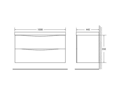Тумба под раковину BelBagno Marino 100 MARINO-1000-2C-SO-NL-P подвесная Nero Lucido