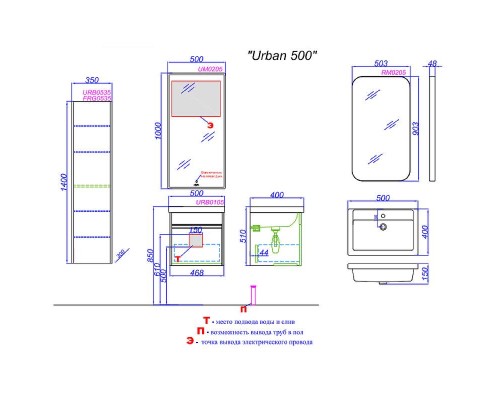 Тумба под раковину Aqwella Urban 50 URB0105DB подвесная Дуб балтийский