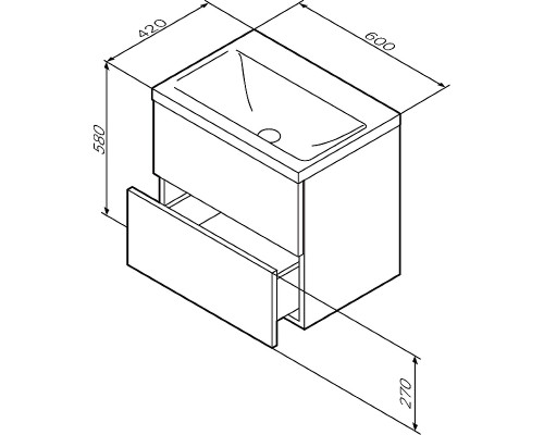 Тумба под раковину AM.PM Gem 60 2 M90FHX06022WG подвесная Белая