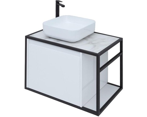 Тумба под раковину Aquanet Nova Lite Loft 75L 261650 подвесная Белый глянец